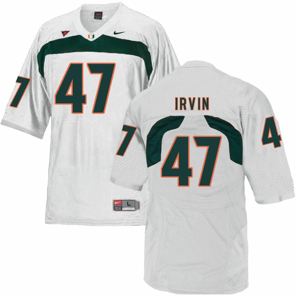 Mens Miami Hurricanes 47 Irvin Ncaa Jersey College White