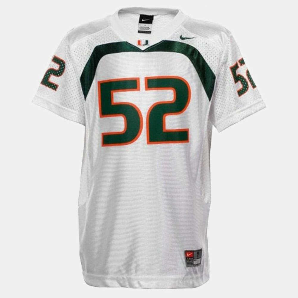 Mens Miami Hurricanes 52 Ray Lewis College Football White Jersey