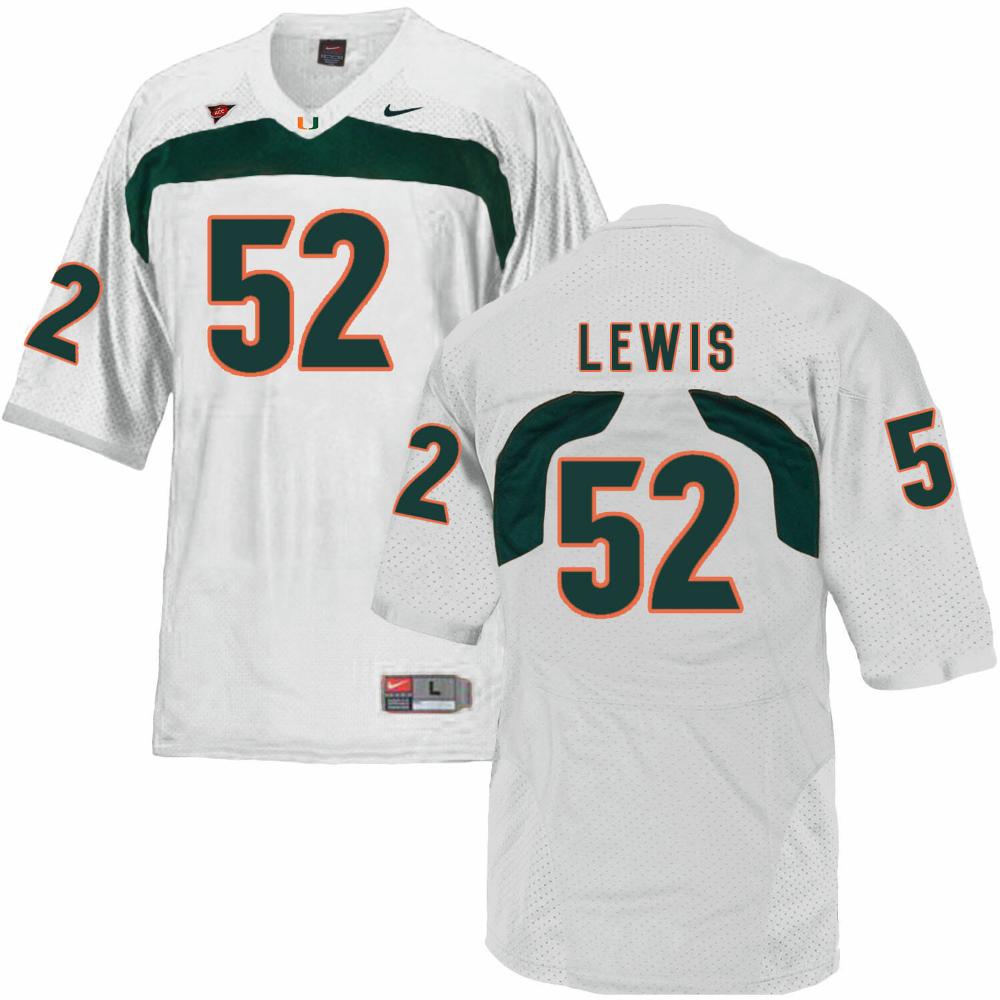 Mens Miami Hurricanes 52 Ray Lewis Ncaa Jersey College White