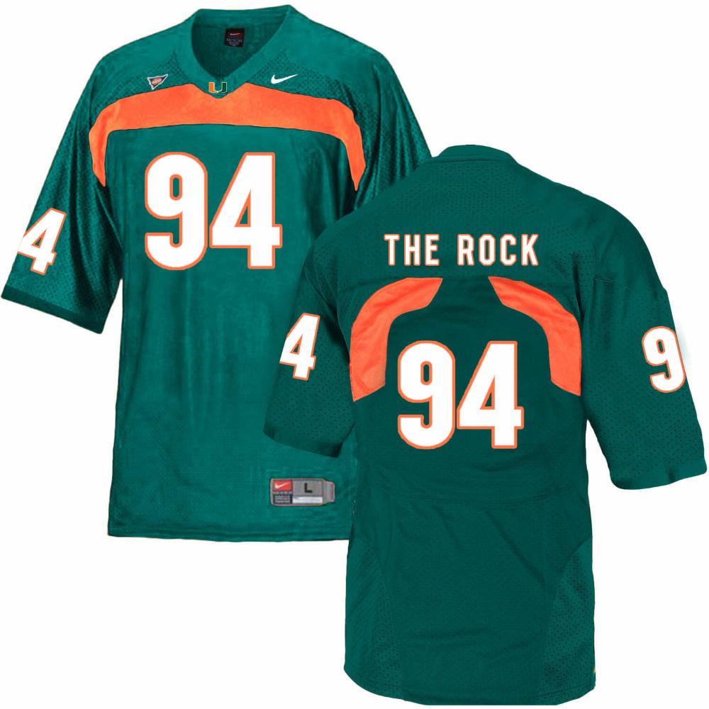 Mens Miami Hurricanes 94 The Rock Ncaa College Football Jersey Green