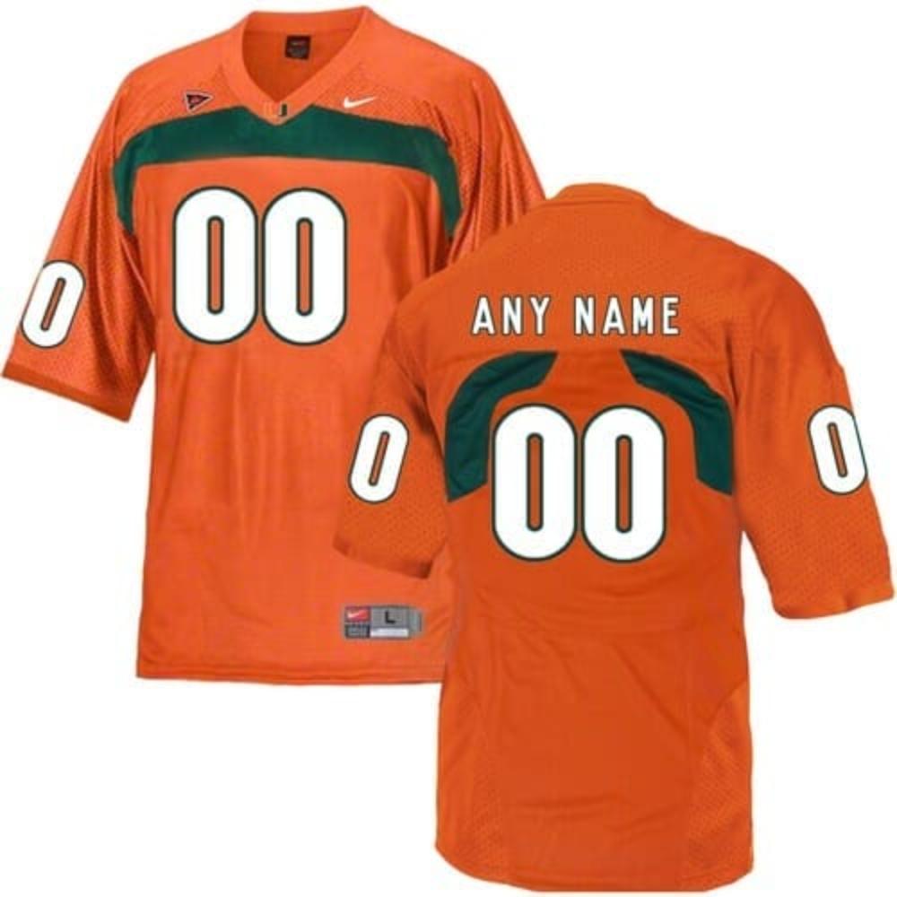 Mens Miami Hurricanes Jersey Custom Name Number Ncaa College Football Orange