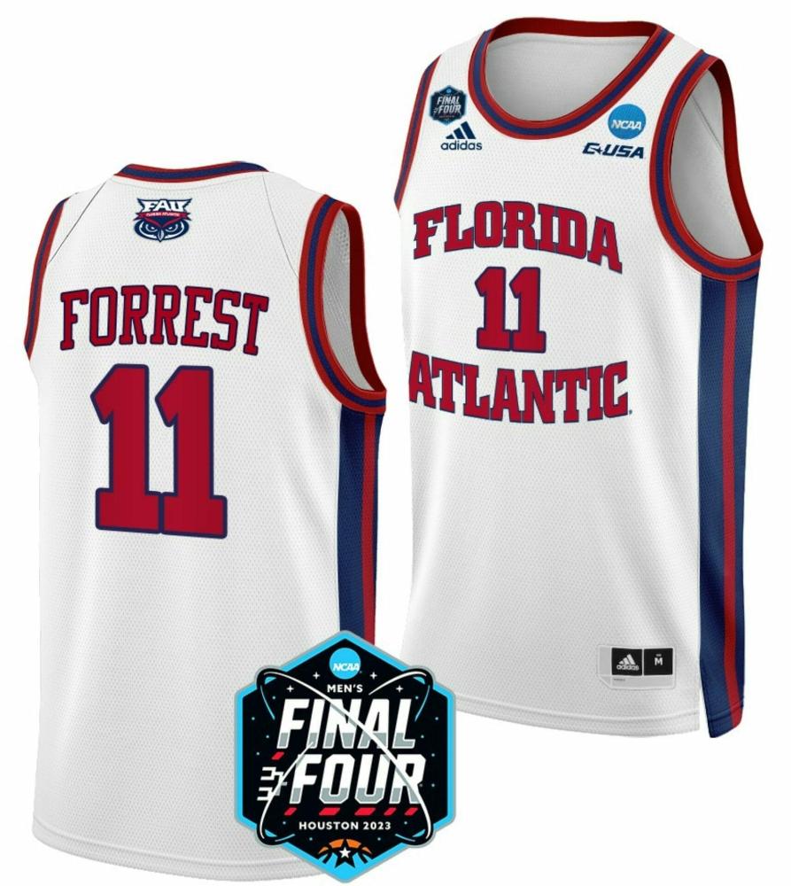 Mens Michael Forrest Jersey Fau Owls Basketball 2023 Ncaa Final Four White 11