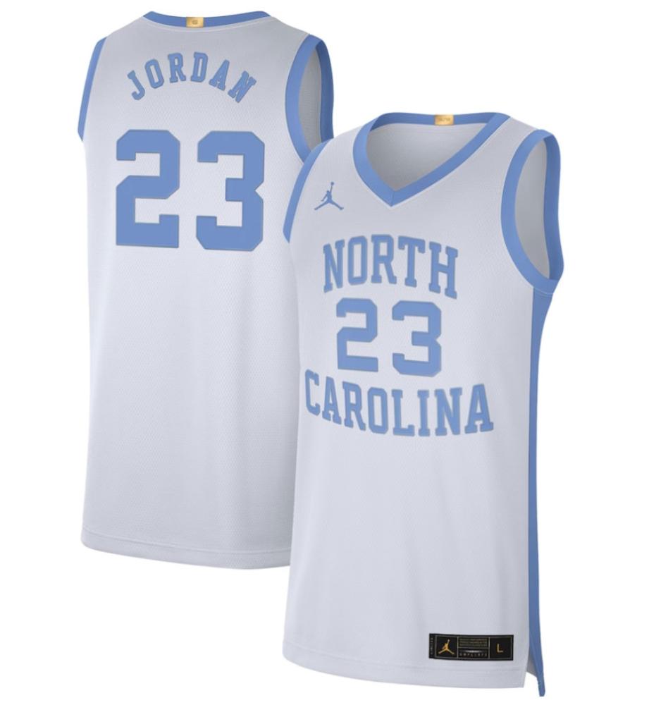 Mens Michael Jordan 23 White North Carolina Tar Heels Retro Basketball Jersey