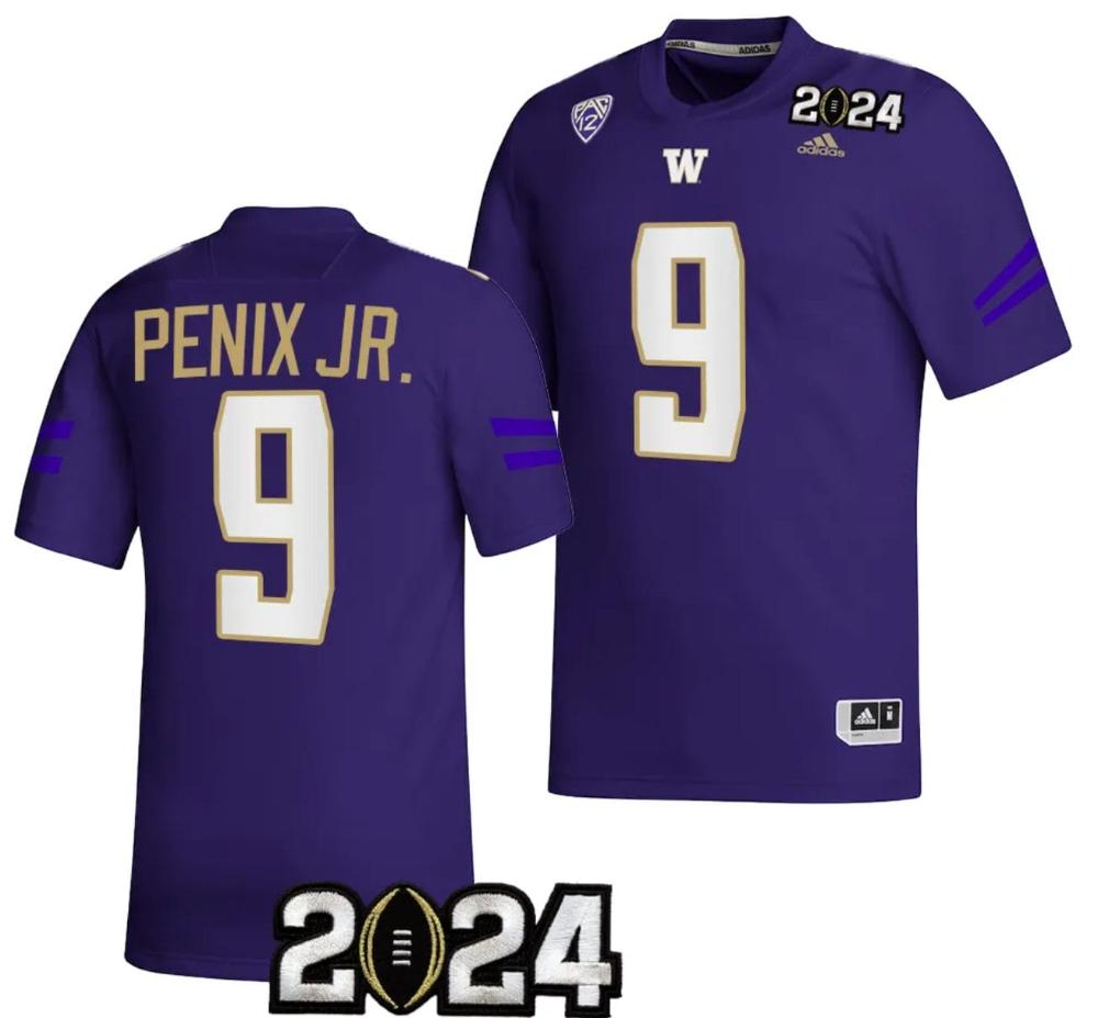 Mens Michael Penix Jr Jersey 9 Washington Huskies 2024 College National Champ