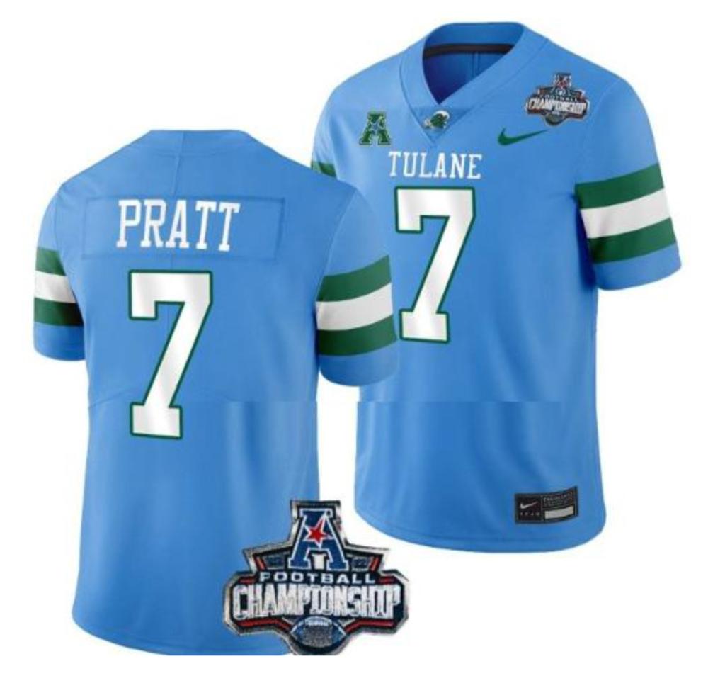 Mens Michael Pratt 7 Jersey Tulane Green Wave Acc Football Championship