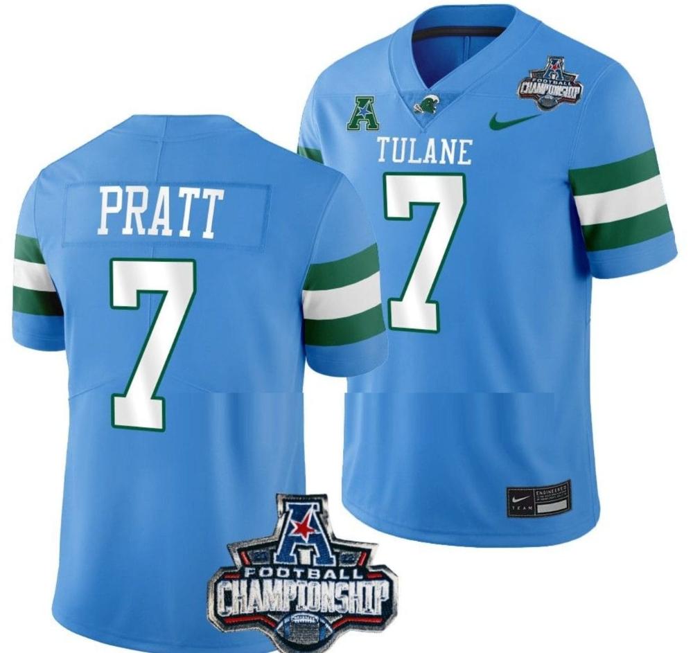 Mens Michael Pratt Jersey 7 Tulane Green Wave 2022 Acc Football Championship