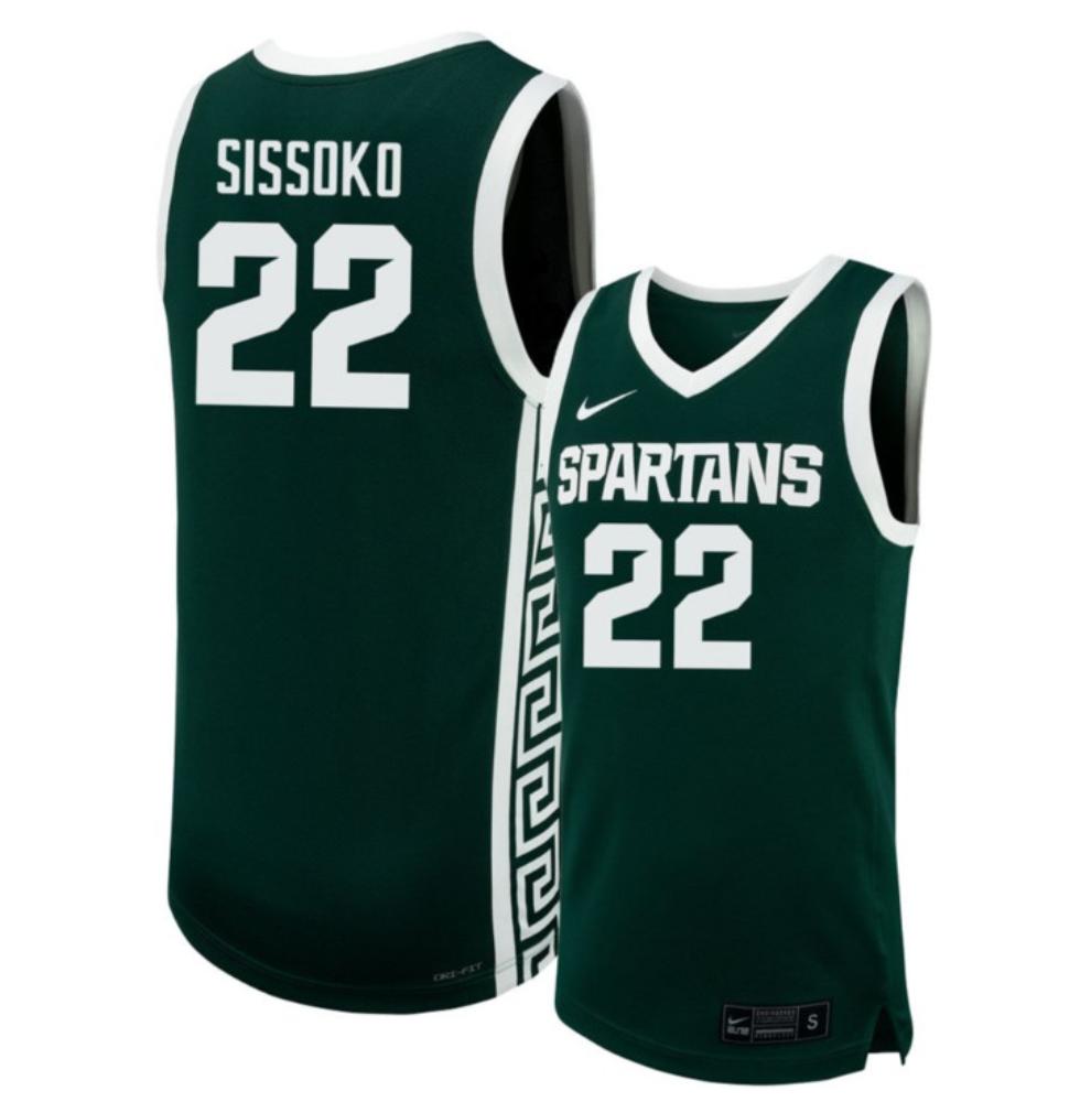 Mens Michigan State Basketball Jersey 22 Mady Sissoko Green All Stitched