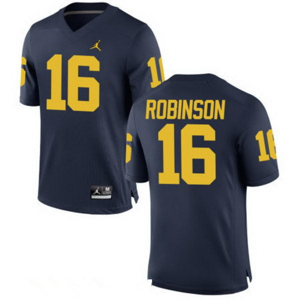 Mens Michigan Wolverines 16 Denard Robinson Retired Navy Blue Ncaa Jersey