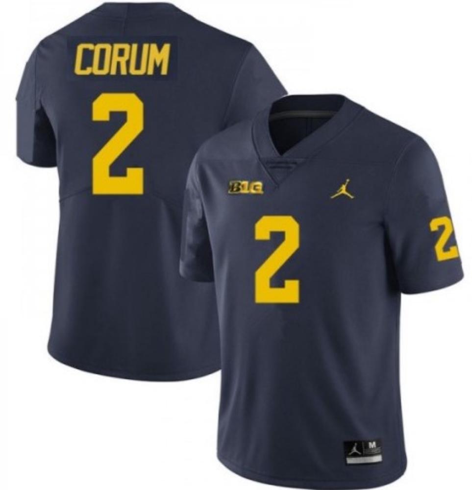 Mens Michigan Wolverines 2 Blake Corum College Football Jersey Blue