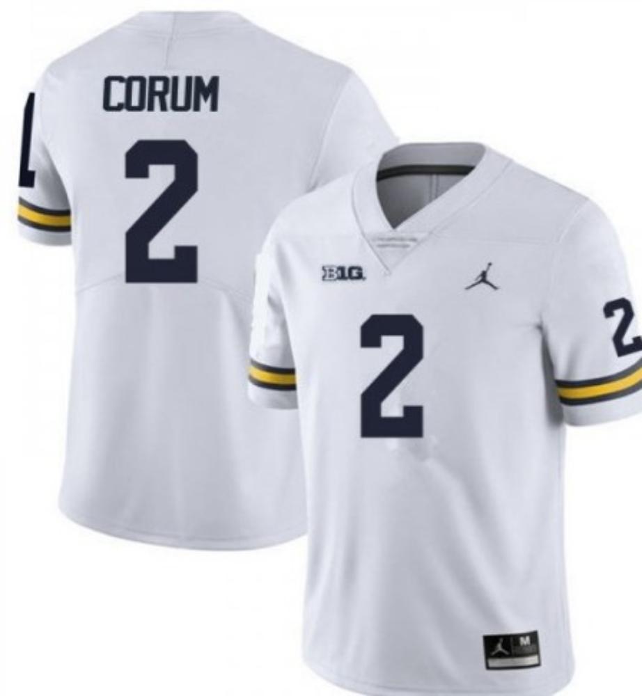 Mens Michigan Wolverines 2 Blake Corum College Football Jersey White