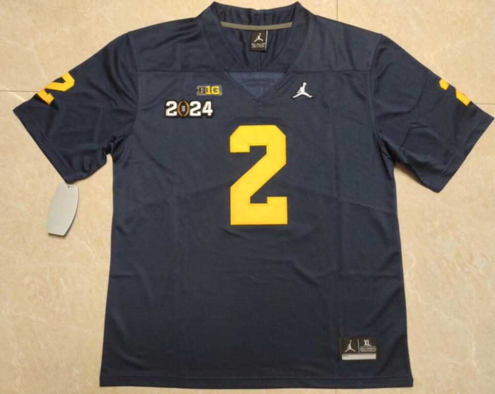 Mens Michigan Wolverines 2 Blake Corum Navy 2014 Pacth Jersey