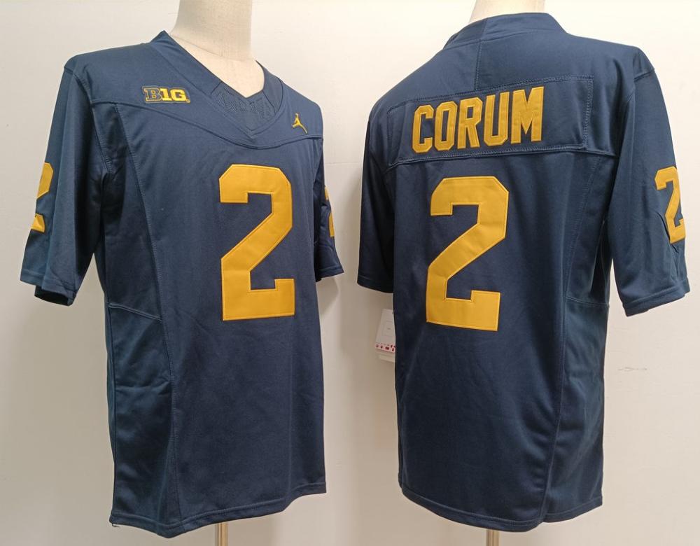 Mens Michigan Wolverines 2 Corum Navy 2023 Fuse Jerseys