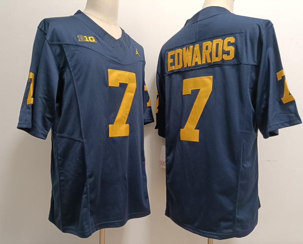 Mens Michigan Wolverines 7 Donovan Edwards Navy 2023 Fuse Jerseys