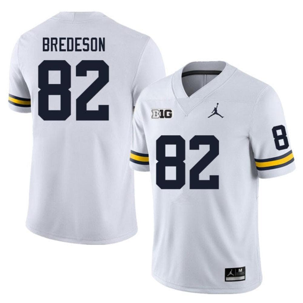 Mens Michigan Wolverines Max Bredeson Jersey 82 College Football Game White