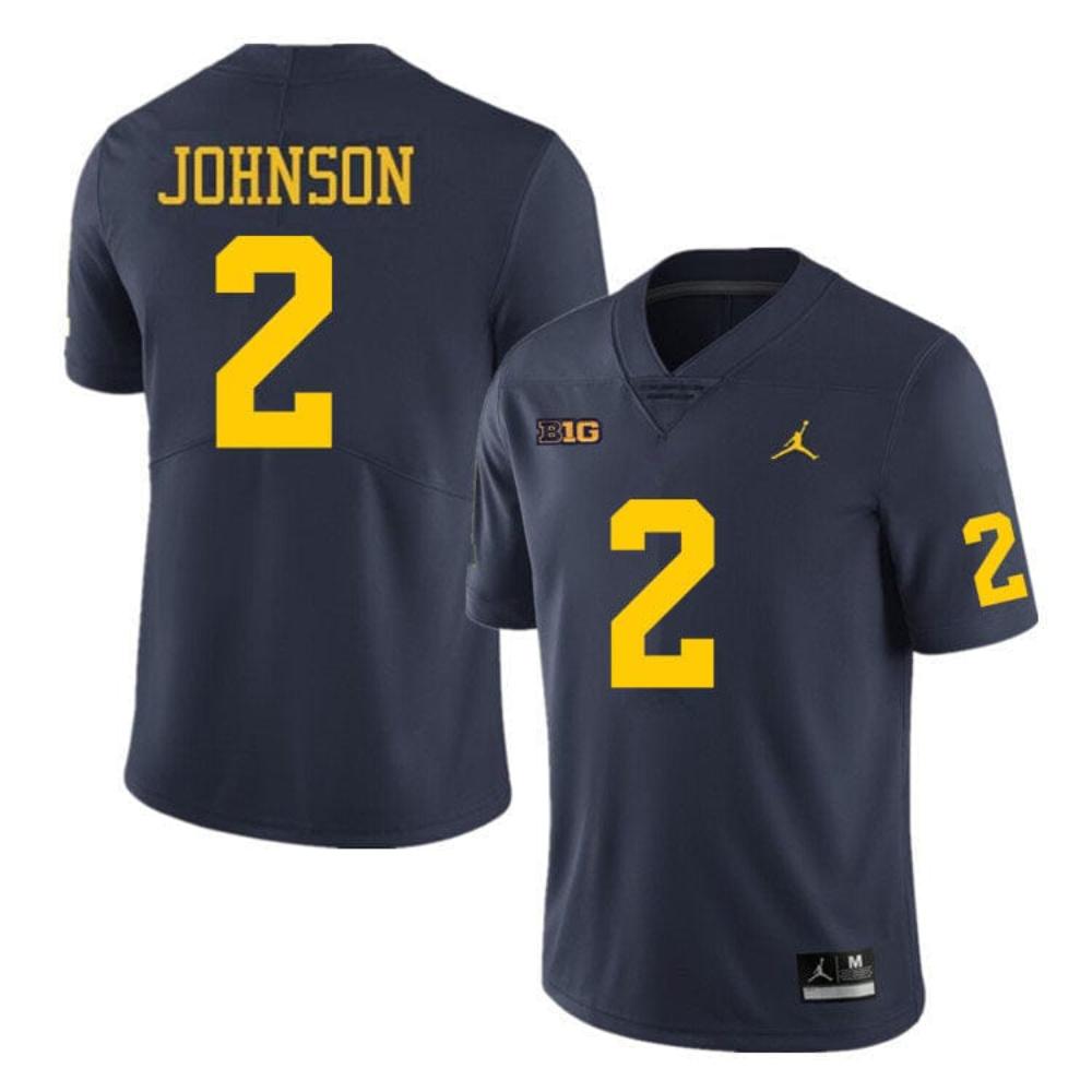 Mens Michigan Wolverines Will Johnson Jersey 2 College Game Navy