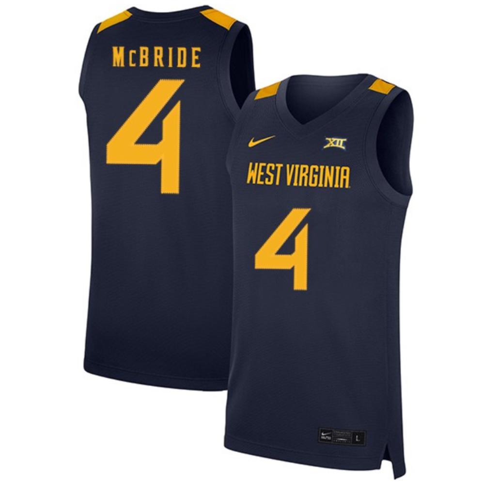 Mens Miles Mcbride 4 Navy West Virginia Mountaineers Basketball Jersey
