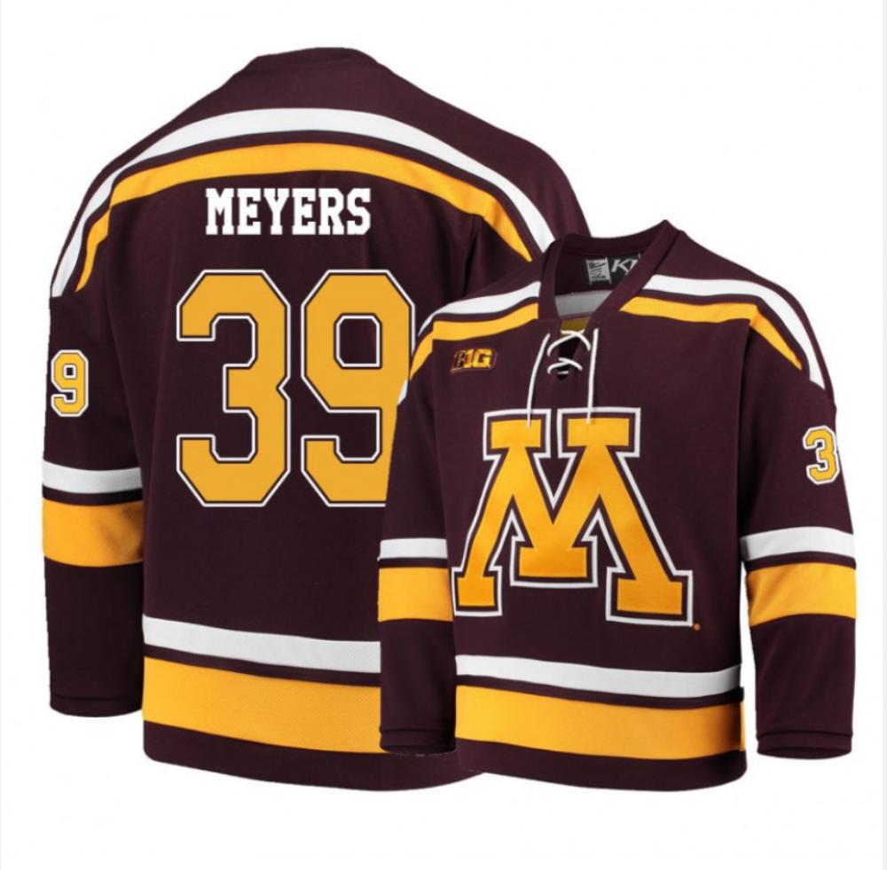 Mens Minnesota Golden Gophers 39 Ben Meyers Red Hockey Jersey
