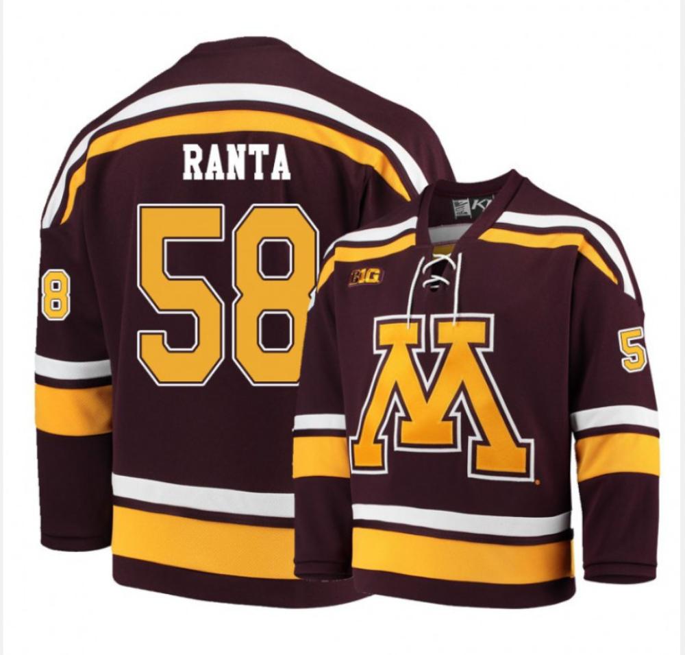 Mens Minnesota Golden Gophers 58 Sampo Ranta Red Hockey Jersey