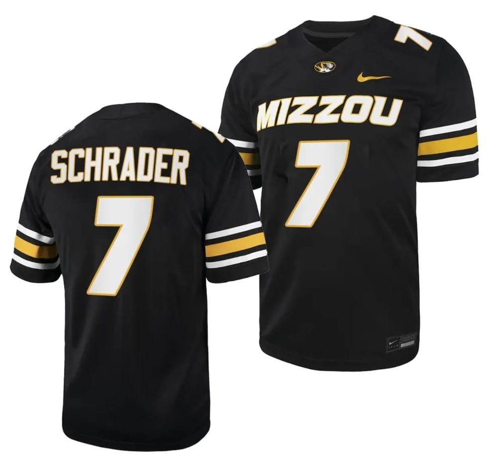 Mens Missouri Tigers 7 Cody Schrader Jersey Ncaa College 2023 Black