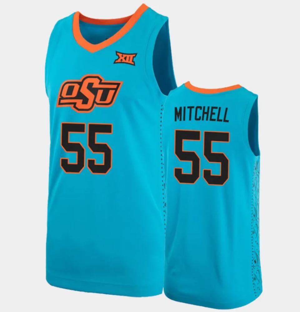 Mens Mitchell 55 Blue Oklahoma State Cowboys Replica Basketball Jersey