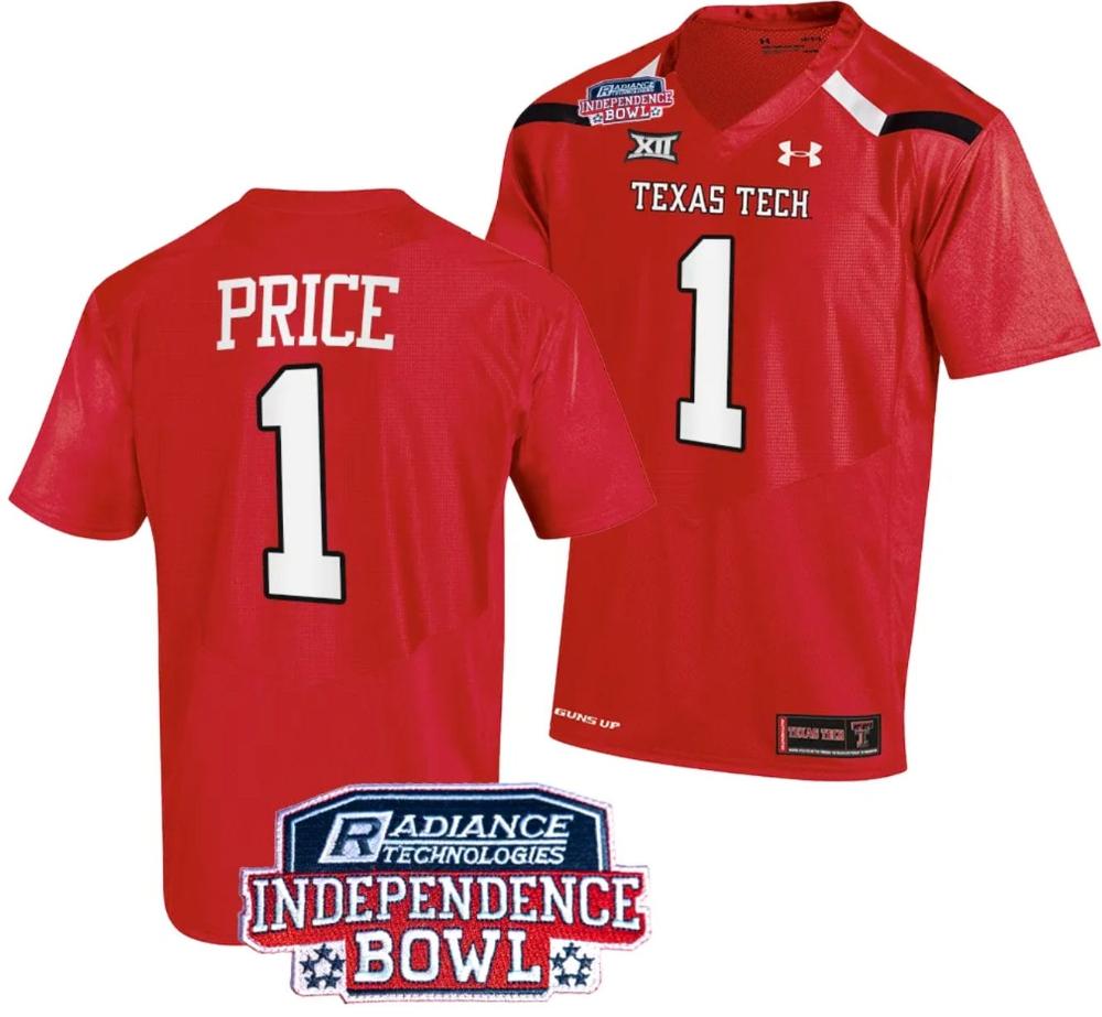 Mens Myles Price Jersey 1 Texas Tech Red Raiders Independence 2023 Red