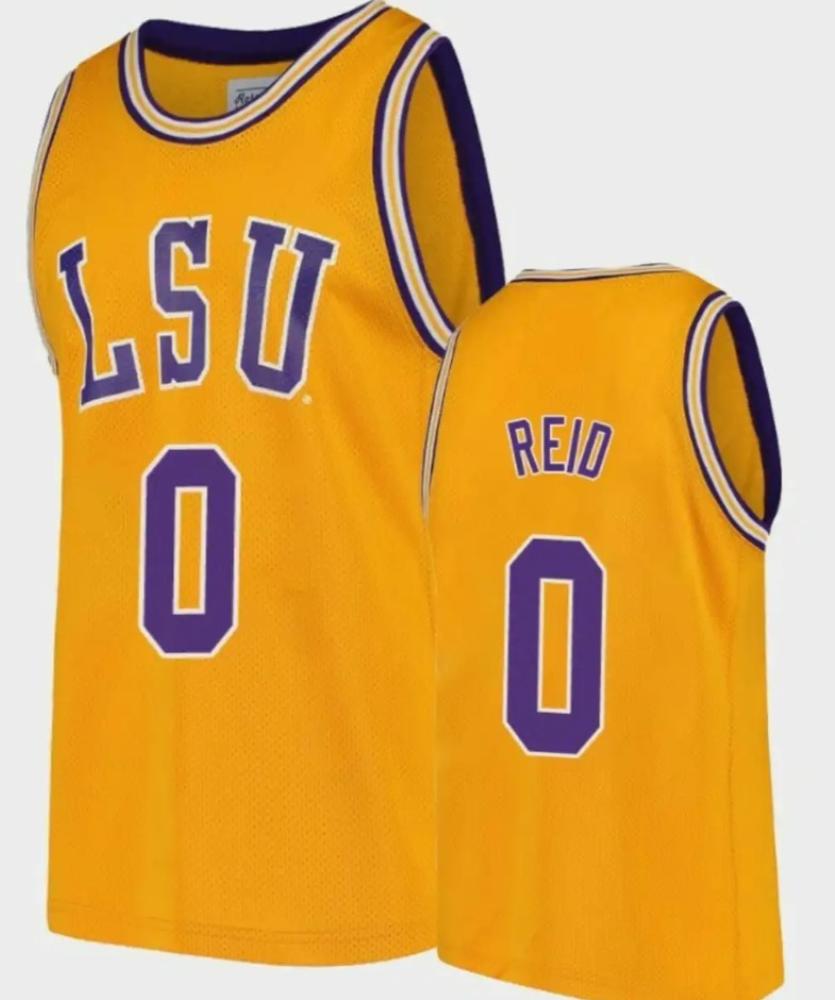 Mens Naz Reid Jersey Lsu Tigers College Basketball Gold Replica 0