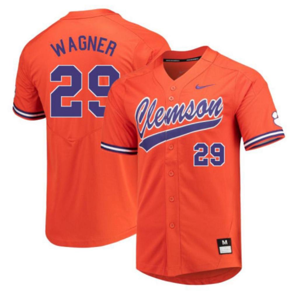 Mens Ncaa 2024 Clemson Tigers 29 Max Wagner Alumni Orange Baseball Jersey