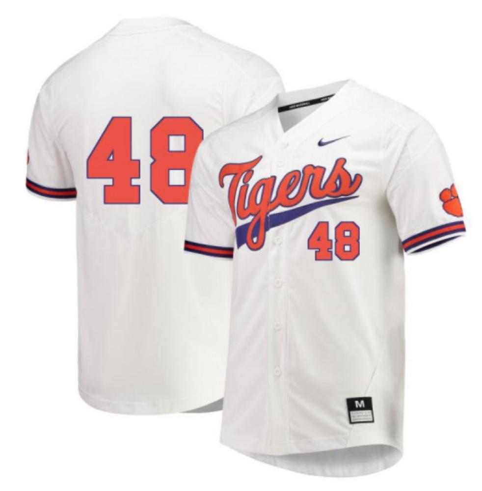 Mens Ncaa 2024 Clemson Tigers 48 Rob Hughes Jersey Baseball White Jersey