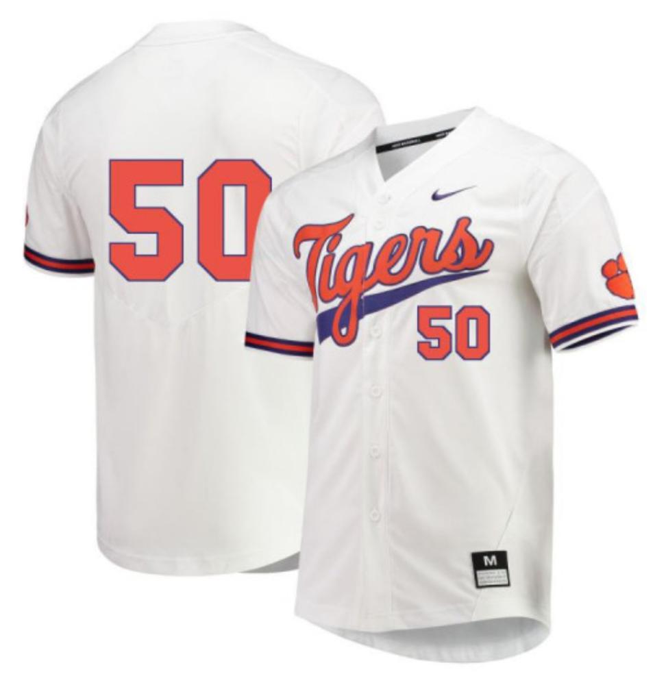 Mens Ncaa 2024 Clemson Tigers 50 Andrew Coker Alumni White Baseball Jersey