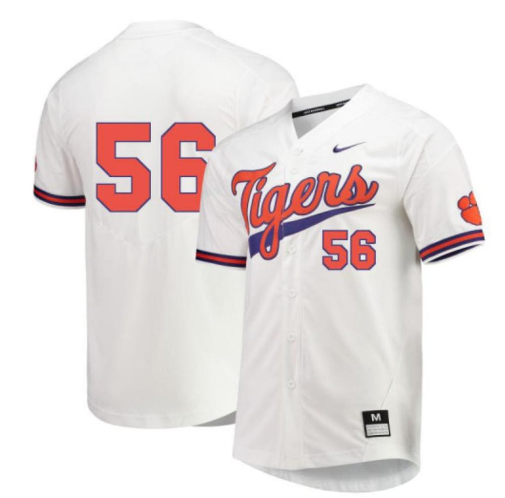 Mens Ncaa 2024 Clemson Tigers 56 Braison Bourne Jersey Baseball White Jersey