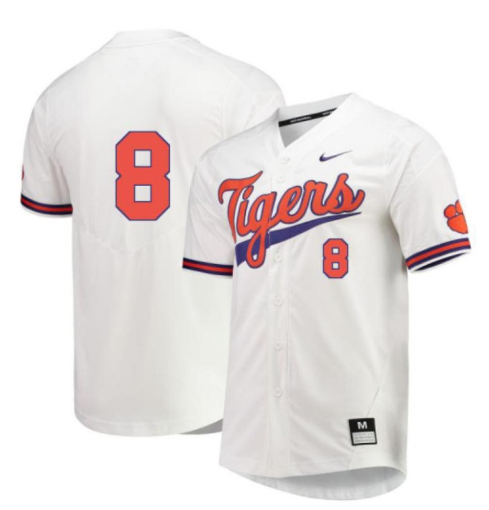 Mens Ncaa 2024 Clemson Tigers 8 Blake Wright Jersey Baseball White Jersey