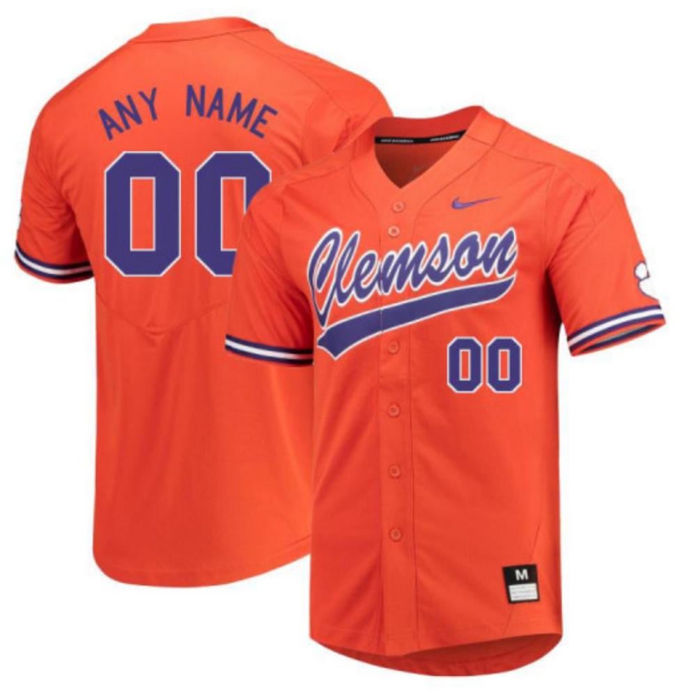 Mens Ncaa 2024 Clemson Tigers Authentic Custom Baseball Jersey Orange