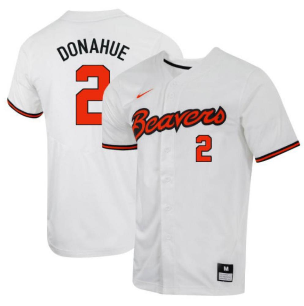 Mens Ncaa 2024 Oregon State Beavers 2 Jordan Donahue Baseball Jersey White