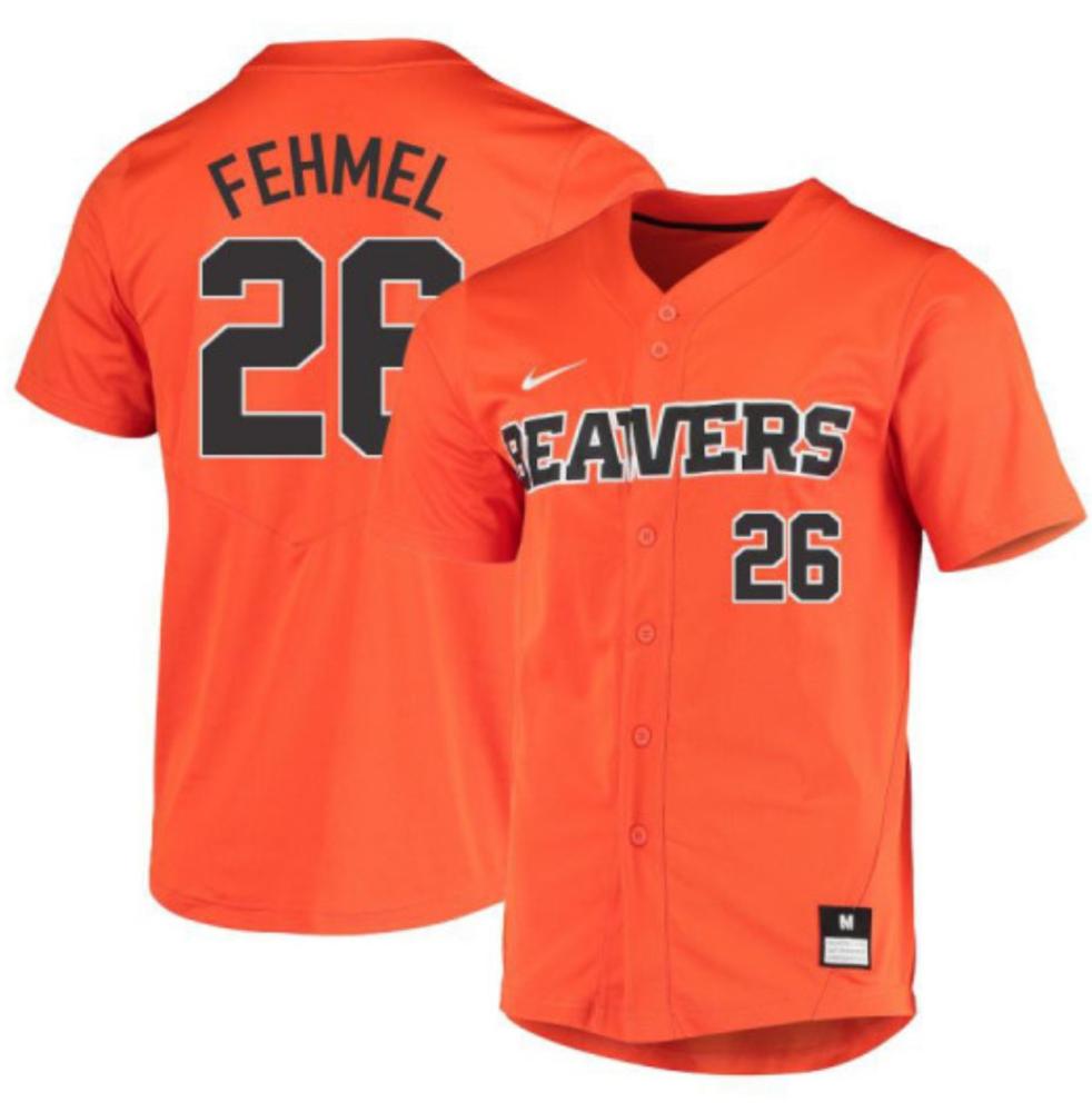 Mens Ncaa 2024 Oregon State Beavers 26 Bryce Fehmel Baseball Jersey Orange