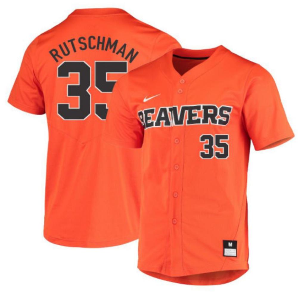 Mens Ncaa 2024 Oregon State Beavers 35 Adley Rutschman Baseball Jersey Orange