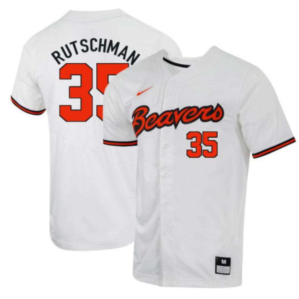 Mens Ncaa 2024 Oregon State Beavers 35 Adley Rutschman Baseball Jersey White