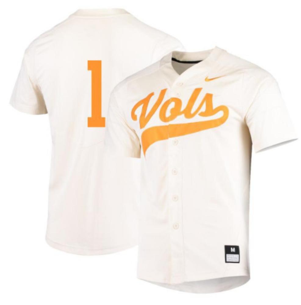 Mens Ncaa 2024 Tennessee Volunteers 1 Drew Gilbert Baseball Jersey Cream
