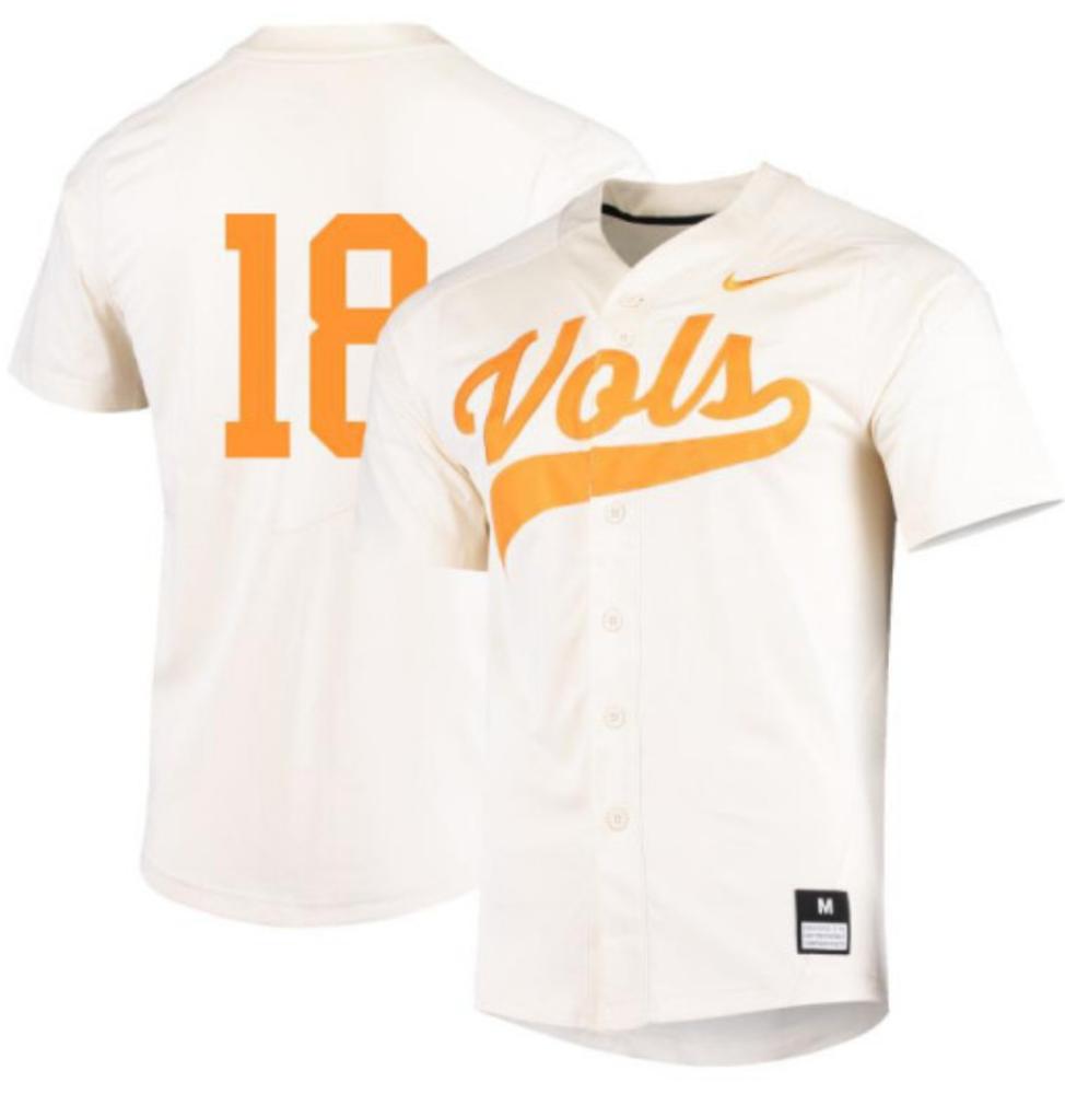 Mens Ncaa 2024 Tennessee Volunteers 18 Chase Wallace Baseball Jersey Cream