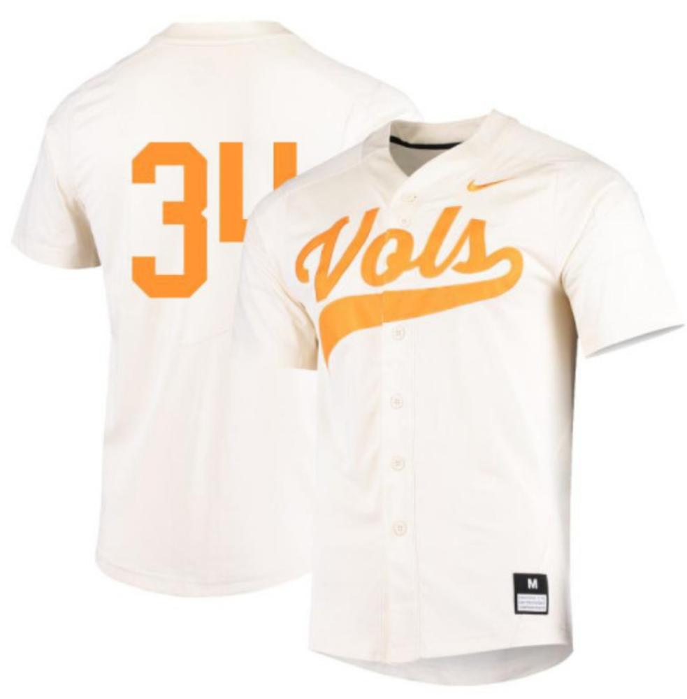 Mens Ncaa 2024 Tennessee Volunteers 34 Garrett Crochet Baseball Jersey Cream