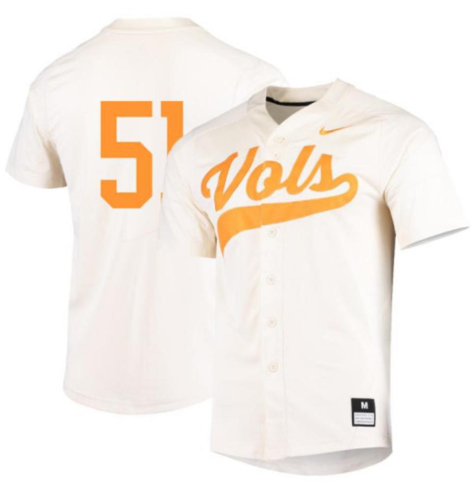 Mens Ncaa 2024 Tennessee Volunteers 51 Ethan Barker Baseball Jersey Cream