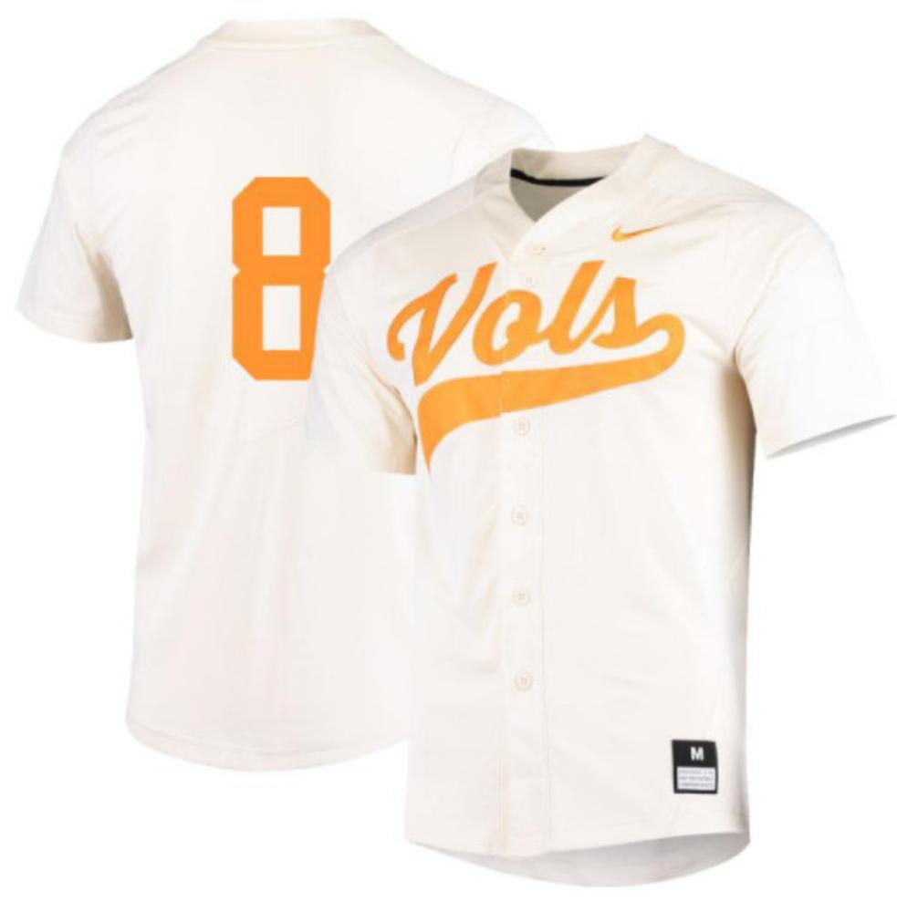 Mens Ncaa 2024 Tennessee Volunteers 8 Christian Scott Baseball Jersey Cream