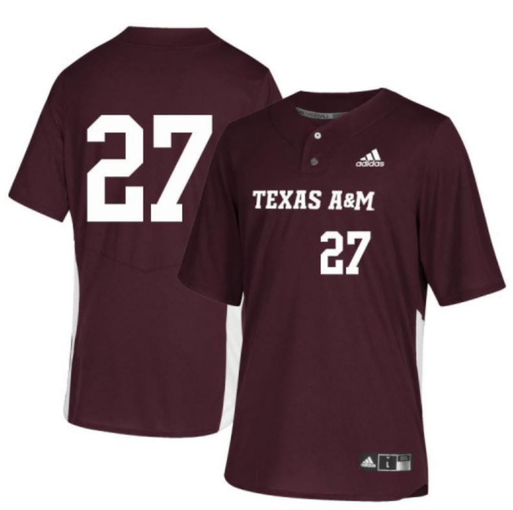 Mens Ncaa 2024 Texas Am Aggies 27 Kimble Schuessler Baseball Jersey Maroon