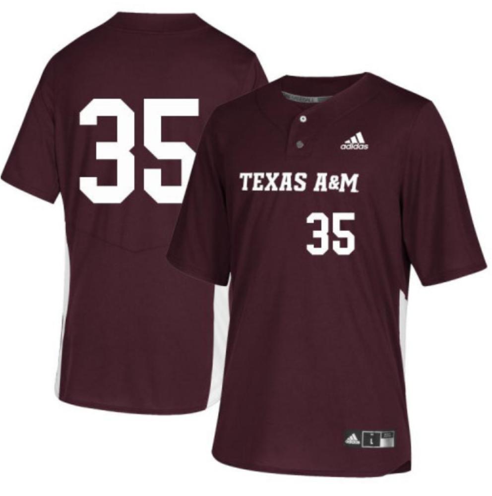 Mens Ncaa 2024 Texas Am Aggies 35 Nathan Dettmer Baseball Jersey Maroon