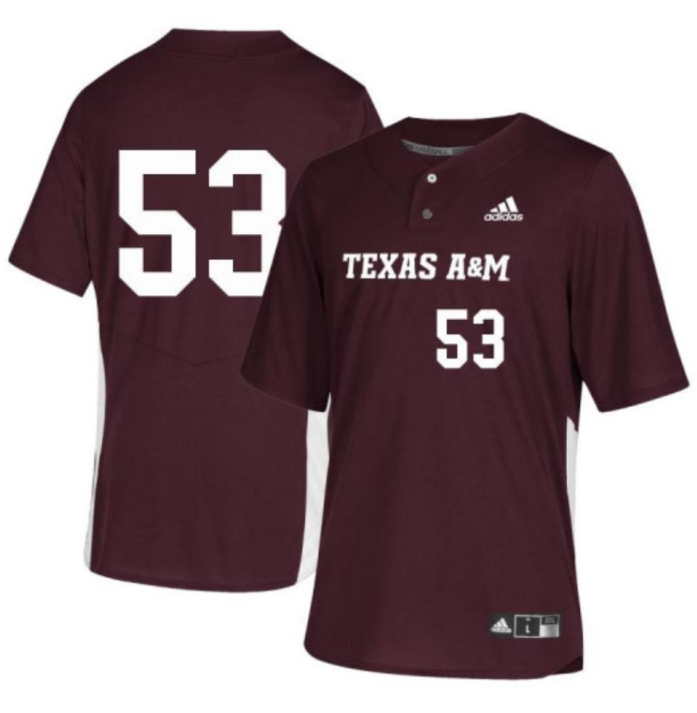 Mens Ncaa 2024 Texas Am Aggies 53 Alex Magers Baseball Jersey Maroon