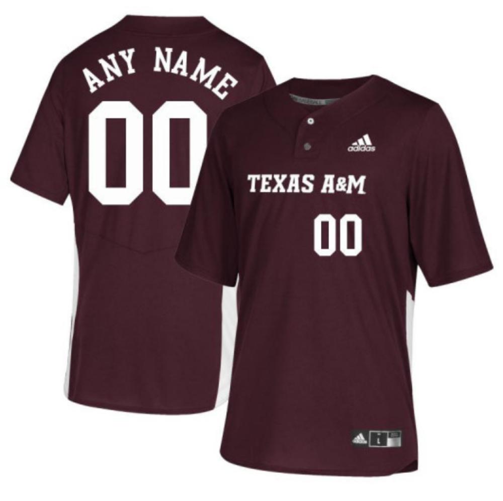 Mens Ncaa 2024 Texas Am Aggies Authentic Custom Baseball Jersey Maroon