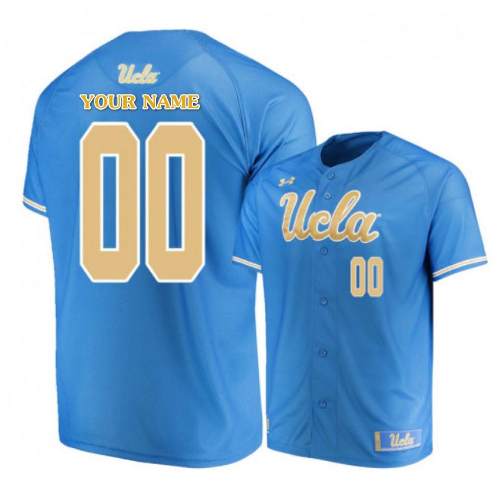 Mens Ncaa College Ucla Bruins Custom Blue Baseball Jersey