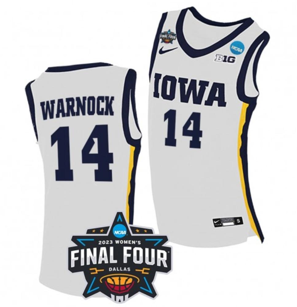Mens Ncaa Final Four Mckenna Warnock Iowa Hawkeyes 14 White Basketball Jersey