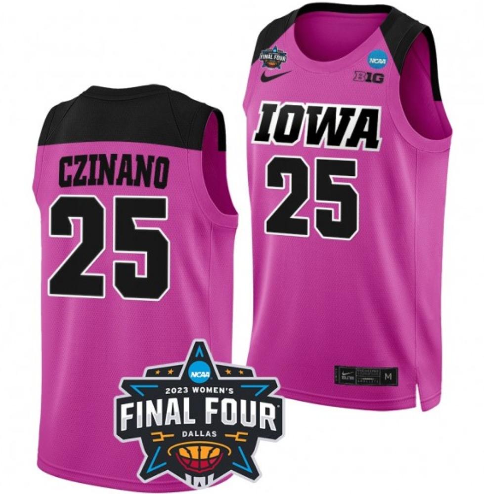 Mens Ncaa Final Four Monika Czinano Iowa Hawkeyes 25 Pink Basketball Jersey