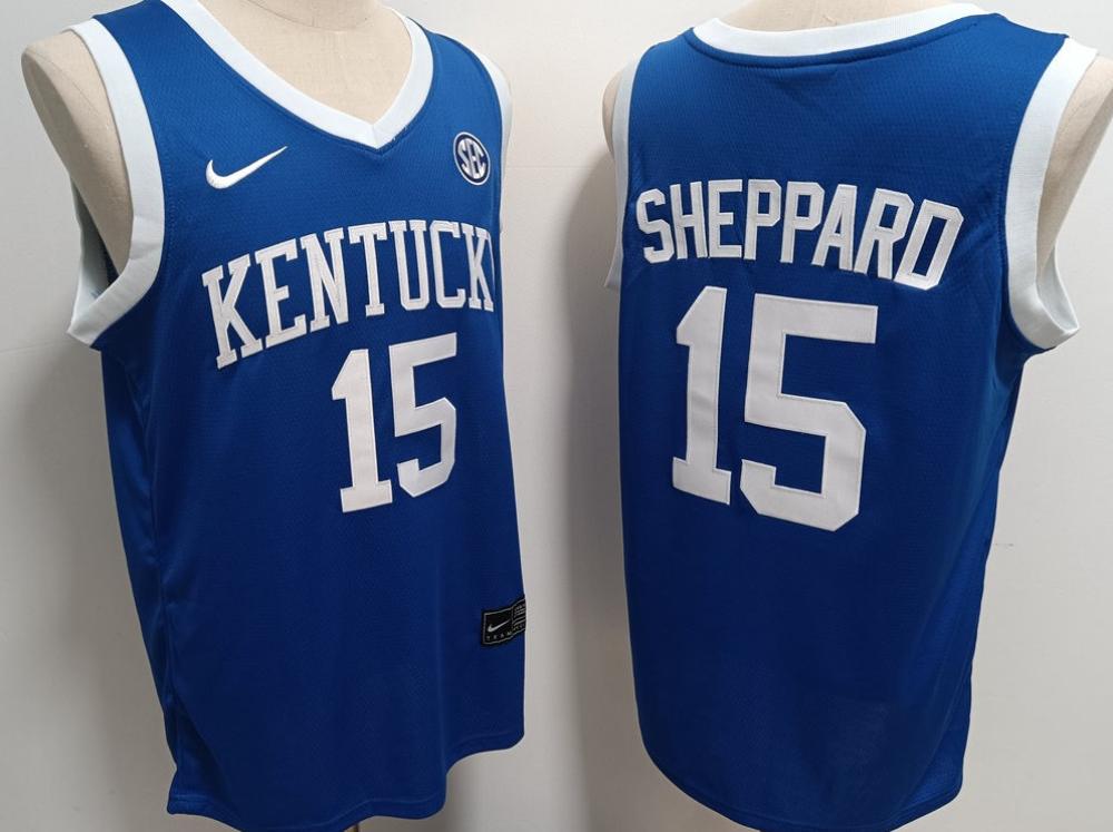 Mens Ncaa Kentucky Wildcats 15 Reed Sheppard Blue Jersey