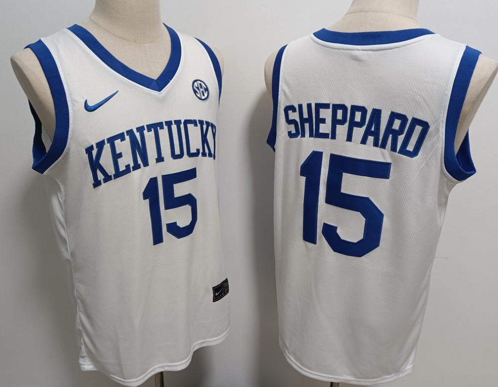 Mens Ncaa Kentucky Wildcats 15 Reed Sheppard White Jersey